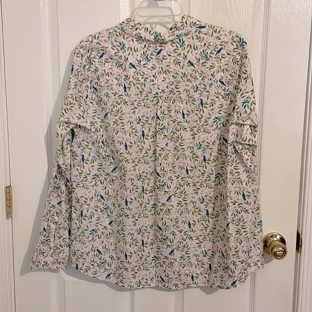 Croft & Barrow Multicolor White Button-Down Shirt with blue birds Size XXL - Picture 5 of 11